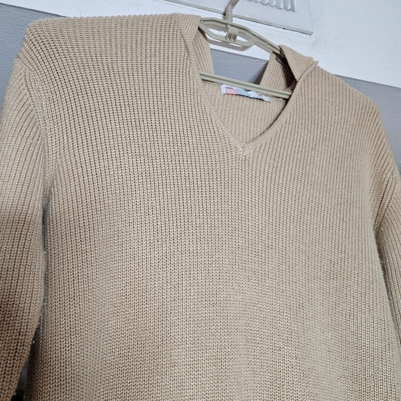 Free People Beach Claudia Midi Sweater Dress Camel Brown Tan Chunky Hooded Small - Picture 9 of 9